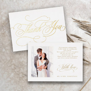 Calligraphie moderne or mariage Carte de remerciem