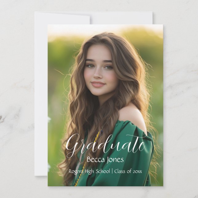 Calligraphie moderne Photo Graduation Invitation (Devant)