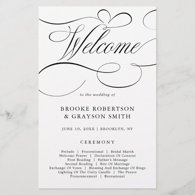 Calligraphie moderne programme de mariage noir int (Devant)