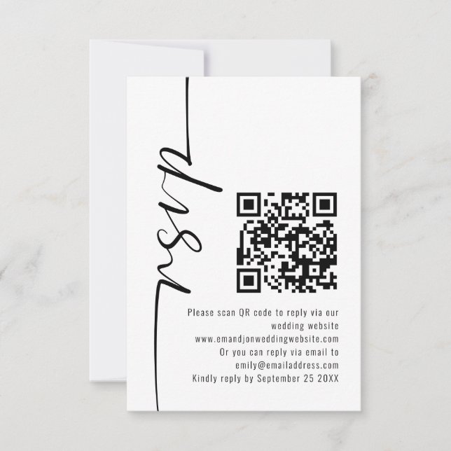 Calligraphie moderne QR Code Mariage RSVP (Devant)