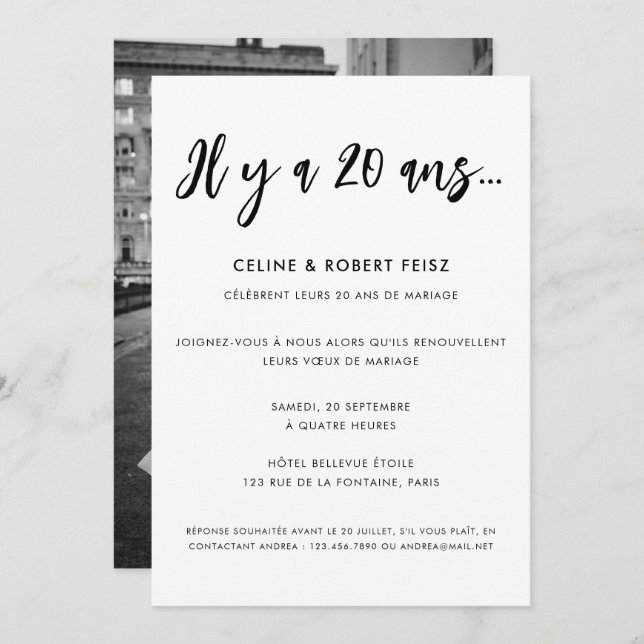 Calligraphie Moderne Renouvellement Voeux Mariage Invitation (Front/Back)