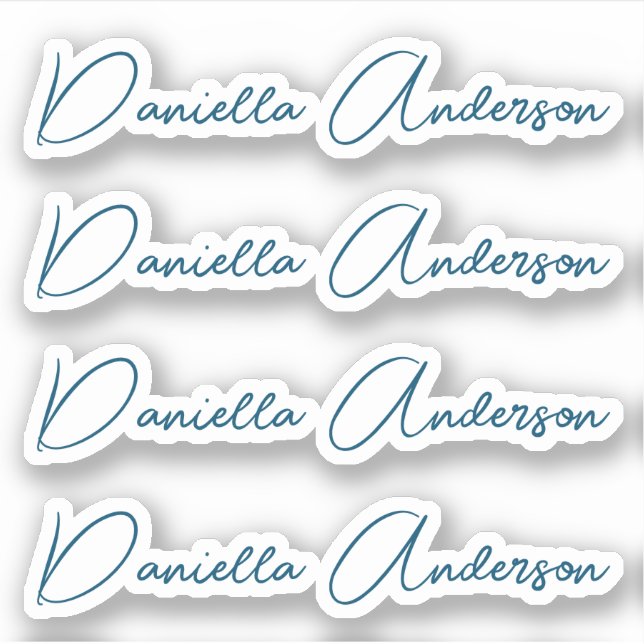 Calligraphie moderne Signature Nom Vinyl Étiquette (Devant)