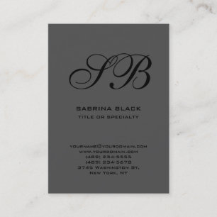 Calligraphie Monogramme gris noir Carte de visite