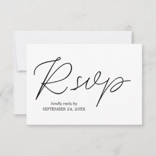 Calligraphie noir et blanc 3 avec carte RSVP repas
