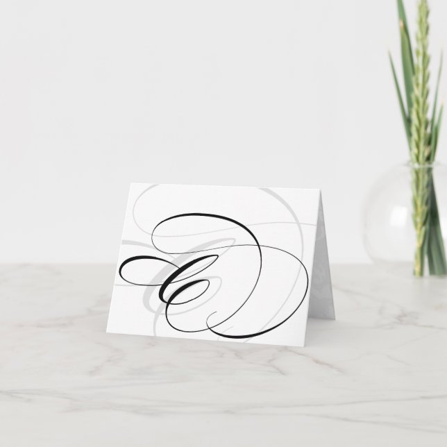 Calligraphie noir et blanc Cartes C initiales (Devant)