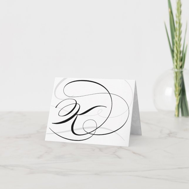 Calligraphie noir et blanc Cartes de monogramme K  (Devant)