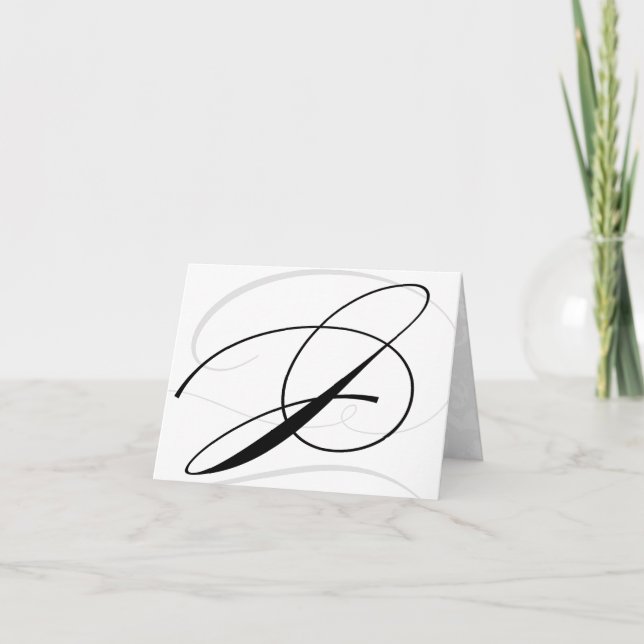 Calligraphie noir et blanc Cartes de monographie J (Devant)