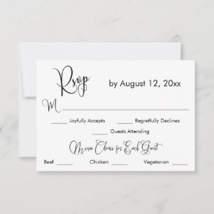 Calligraphie noir et blanc Trois choix de menu RSV