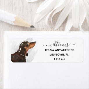 Calligraphie noir Tan Dachshund Adresse de retour