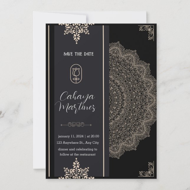 Calligraphie noire romantique Tous les Faire-part  (Devant)