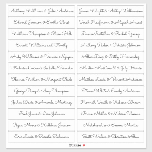 Calligraphie Nom des invités Étiquette Blanc - Sac (Feuille)