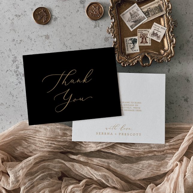 Calligraphie Or Délicate | Carte de remerciements  (Créateur téléchargé)