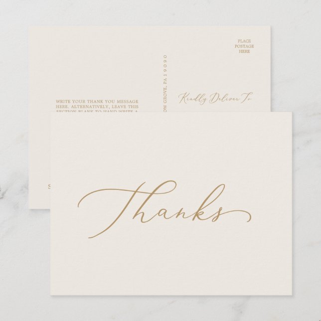 Calligraphie Or Délicate | Carte postale Cream Tha (Devant / Derrière)