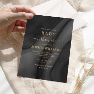 Calligraphie Or & Invitation Baby shower Noir