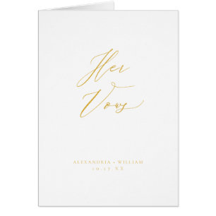 Calligraphie Or Moderne Mariage Vow Card Réserver