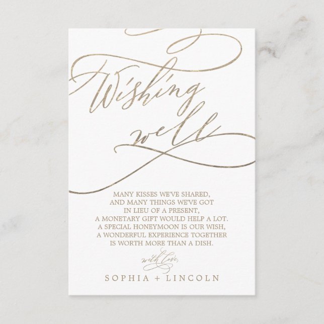 Calligraphie or romantique carte de bien-être (Devant)