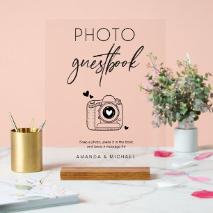 Calligraphie Photo Livre d'or Caméra Symbole acryl