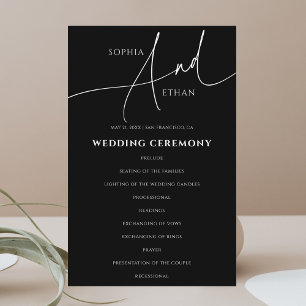 Calligraphie Programme de mariage minimaliste Noir