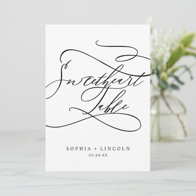 Calligraphie romantique 5x7" Amour Numéro de table (Debout devant)