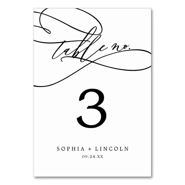 Calligraphie romantique | Numéro de table de flora (Par défaut)