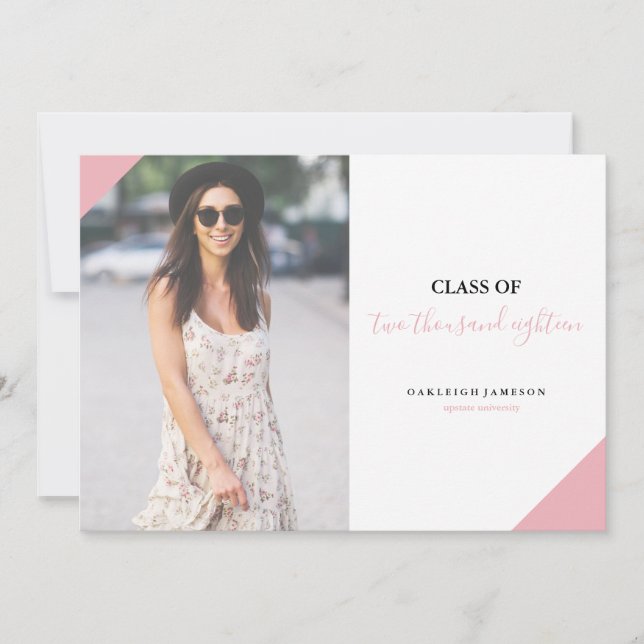 Calligraphie rose minimale Faire-part de la photo  (Devant)