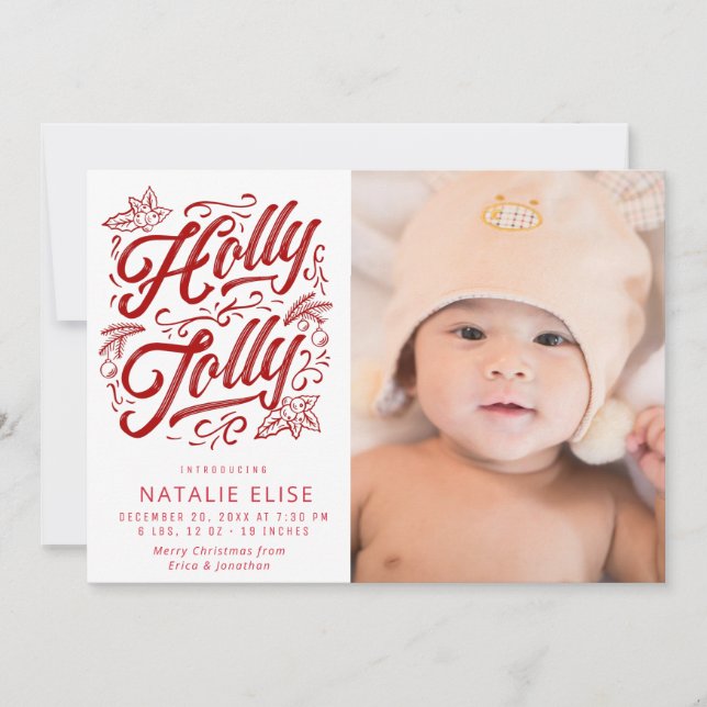 Calligraphie rouge saint faire-part de naissance (Devant)