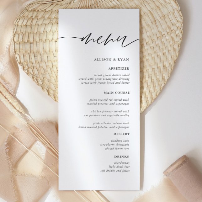 Calligraphie rustique Élégante Menus Mariages (Créateur téléchargé)