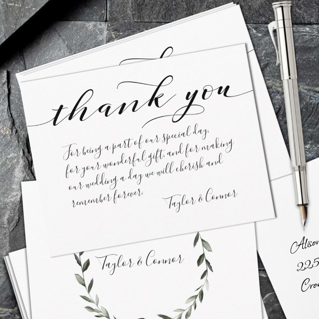 Calligraphie rustique Sprig Wreath Mariage Merci (Créateur téléchargé)
