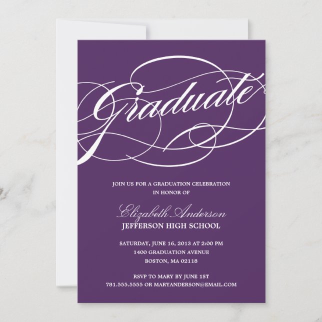 Calligraphie Script Graduation Invitation (Devant)