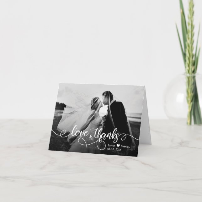 Calligraphie Script Mariage photo Carte de remerci (Devant)