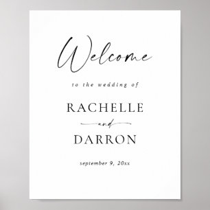 Calligraphie simple Affiche de bienvenue noire et 
