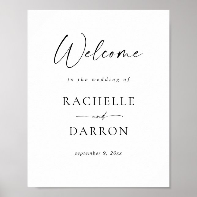 Calligraphie simple Affiche de bienvenue noire et  (Devant)