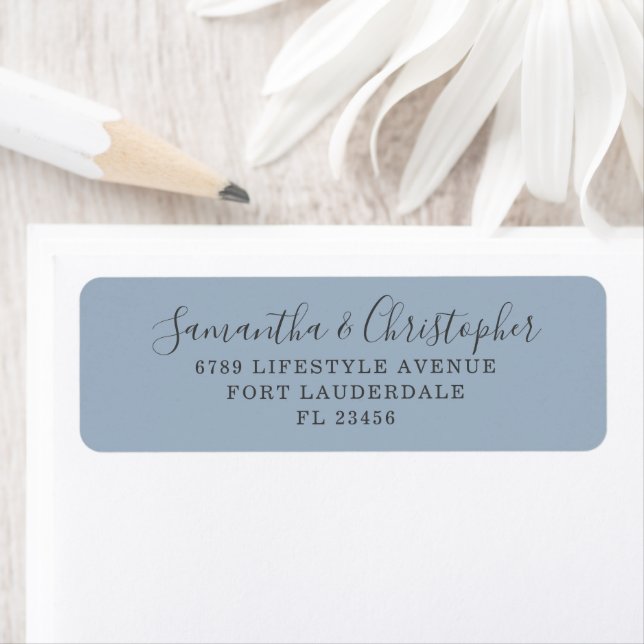 Calligraphie simple Dusty Mariage bleu (En situation)