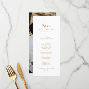 Calligraphie simple Gold Photo Mariage Dinner Menu