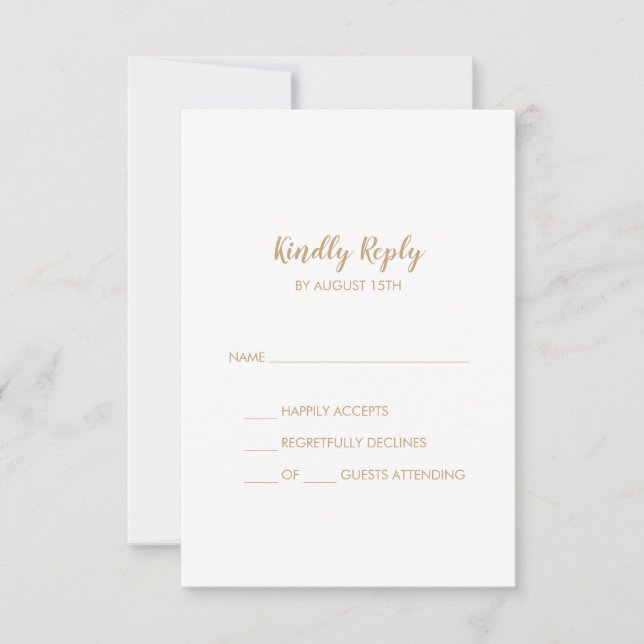 Calligraphie simple|Gold Simple Wedding Carte RSVP (Devant)