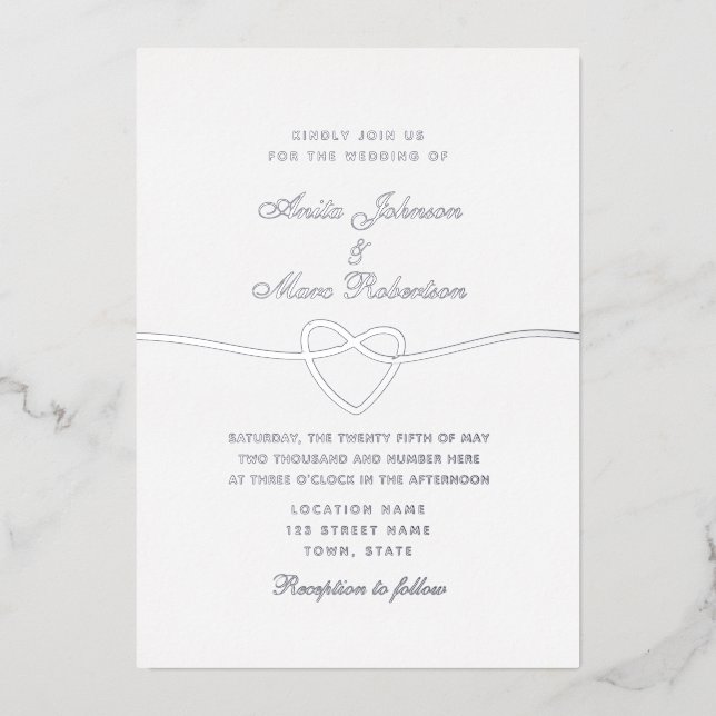 Calligraphie simple Mariage argenté Invitation Foi (Recto)