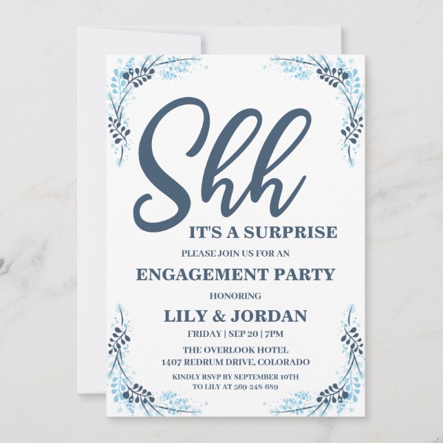 Calligraphie Surprise Engagement Party Invitation (Devant)