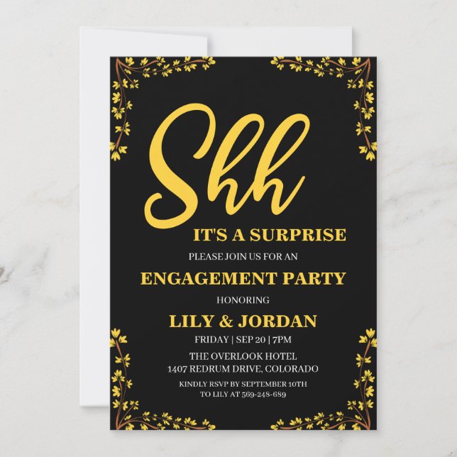 Calligraphie Surprise Engagement Party Invitation (Devant)