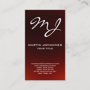 Calligraphie unique Monogramme Carte de visite rou