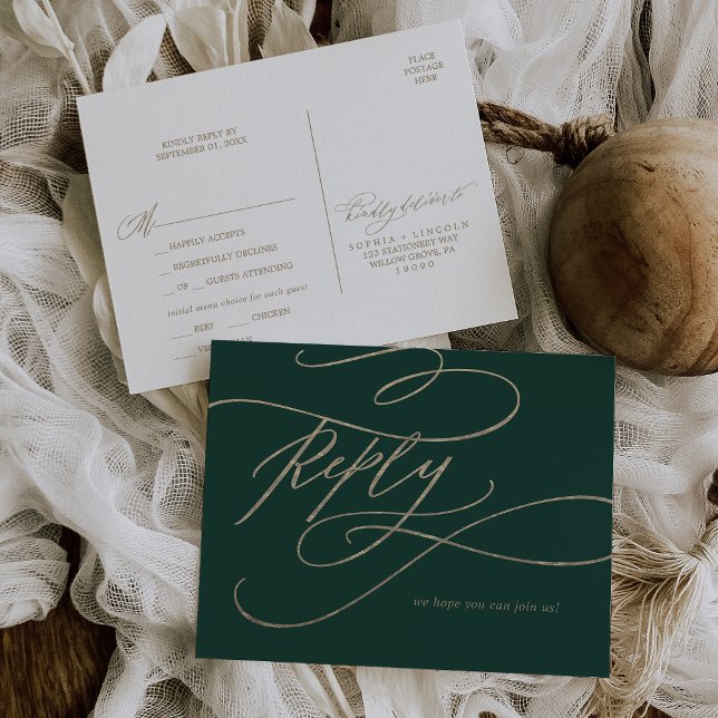 Calligraphie verte romantique Menu Choix RSVP (Créateur téléchargé)