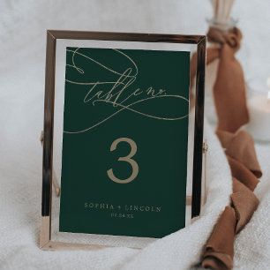 Calligraphie verte romantique Numéro de table de