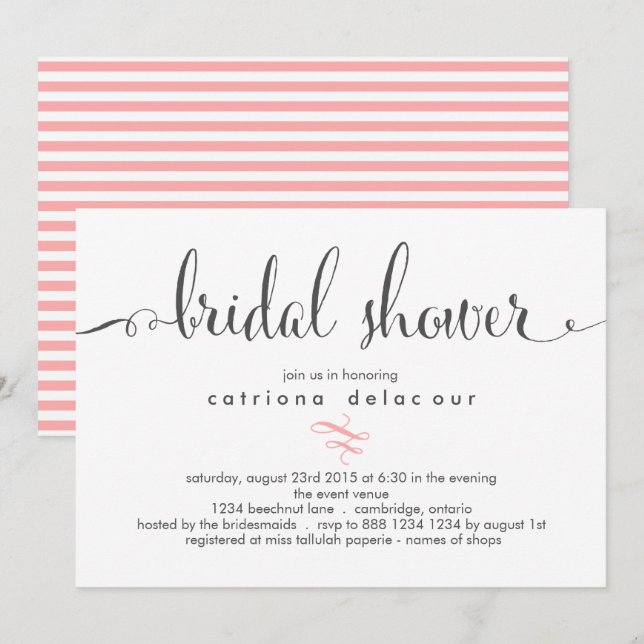 Calligraphie Whimsical Invitation à la douche nupt (Devant / Derrière)