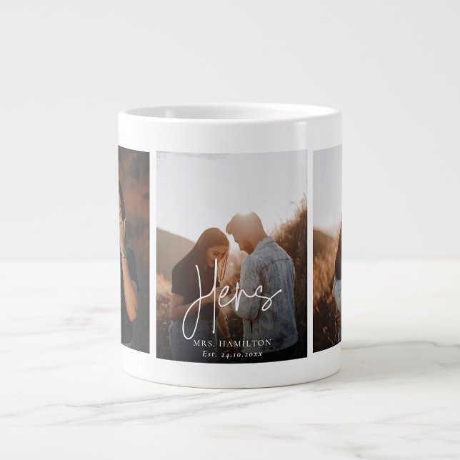 Calligraphie Whimsical Son Mariage Photo Mug (Devant)