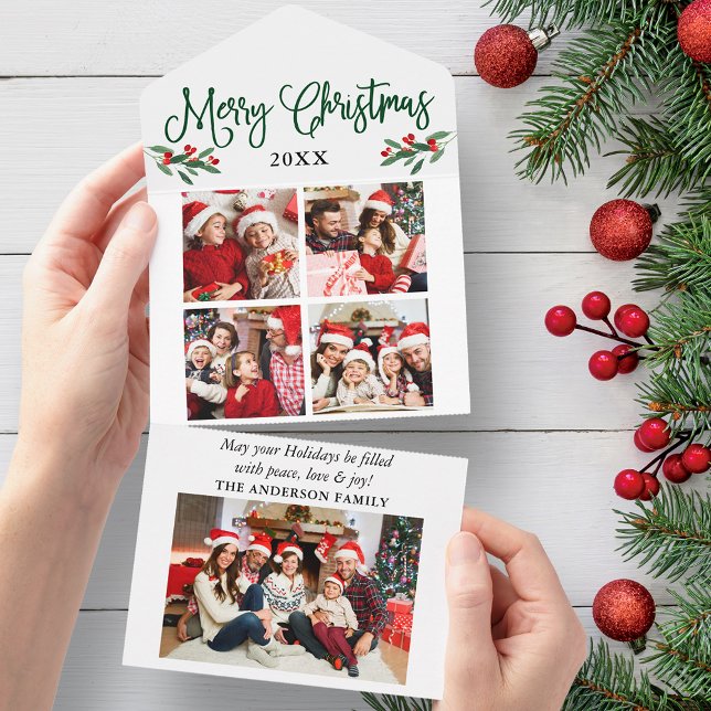 Calligraphy 5 Photo All In One Christmas Card (All In One Holiday Card)