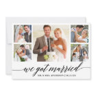 Calligraphy 5 Photo Wedding Announcement Card