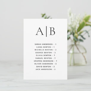 Calligraphy Alphabetical Wedding Seating Card