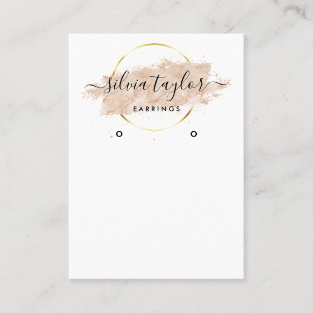 Calligraphy art Earring display card beige (Front)