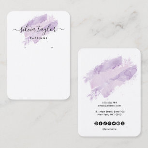 Calligraphy art Earring display card lavender