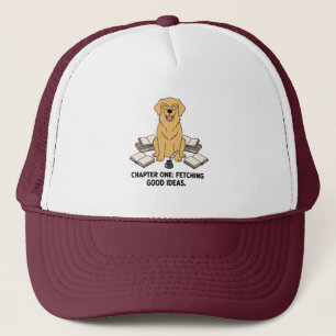 Calligraphy Artful Golden Retriever Dog Writer Trucker Hat