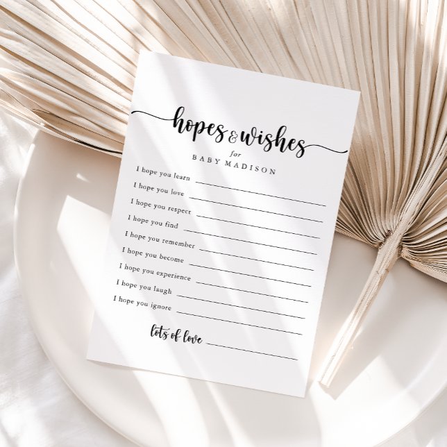 Calligraphy Baby Shower Hopes & Wishes Card (Creator Uploaded)